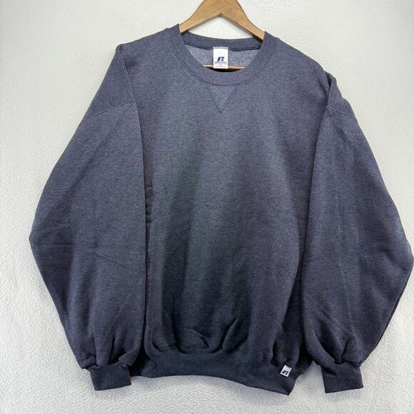 Russell Athletic Sweatshirt Men's XL Blue Blank Crewneck Vintage Y2k Solid Sweat - Picture 1 of 9